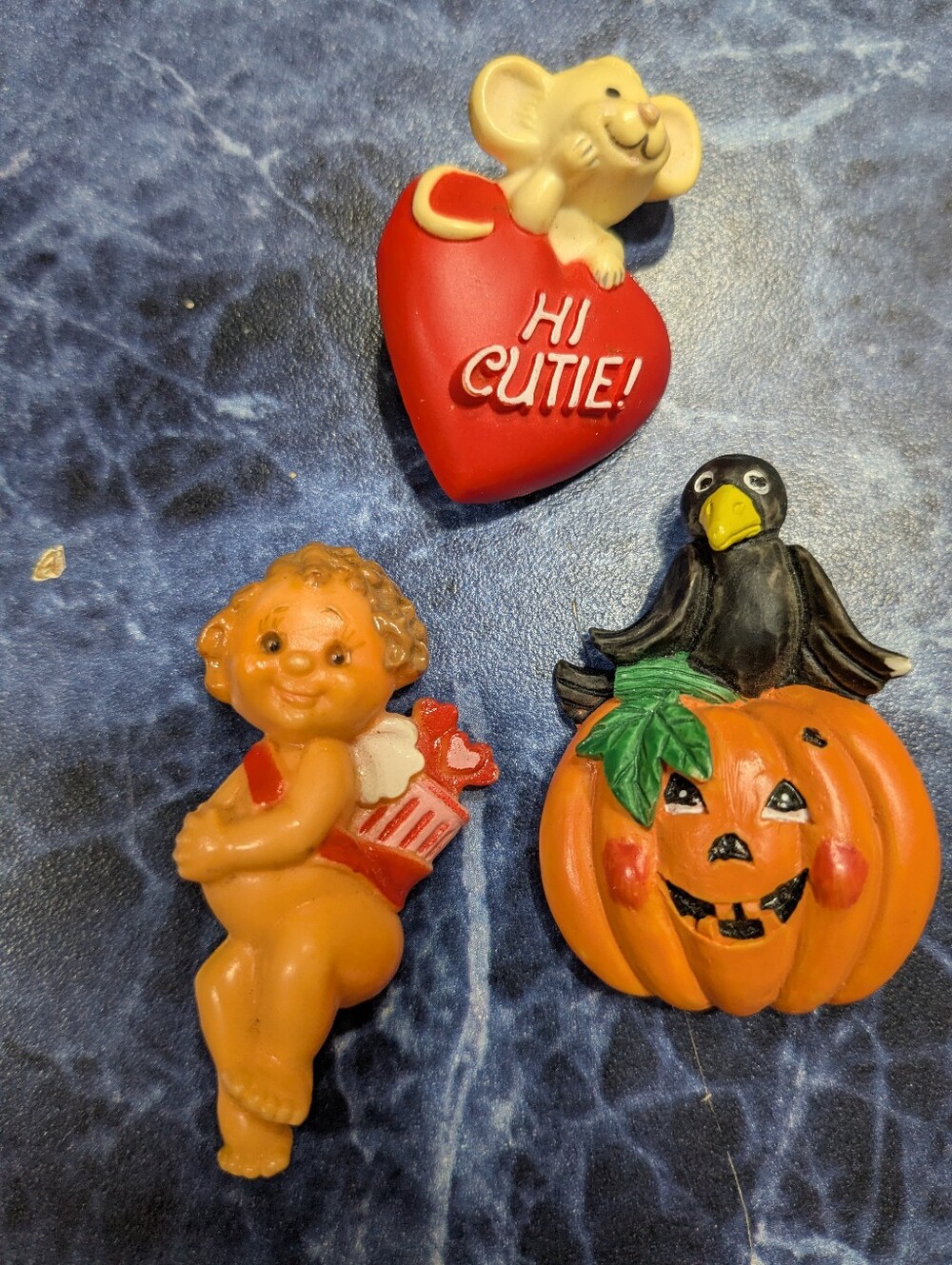 Avon Assorted Holiday Brooches - Red, Orange, Black, Cream
